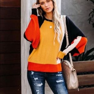 VICI | Abstract Colorblock Knit Dolman Sweater